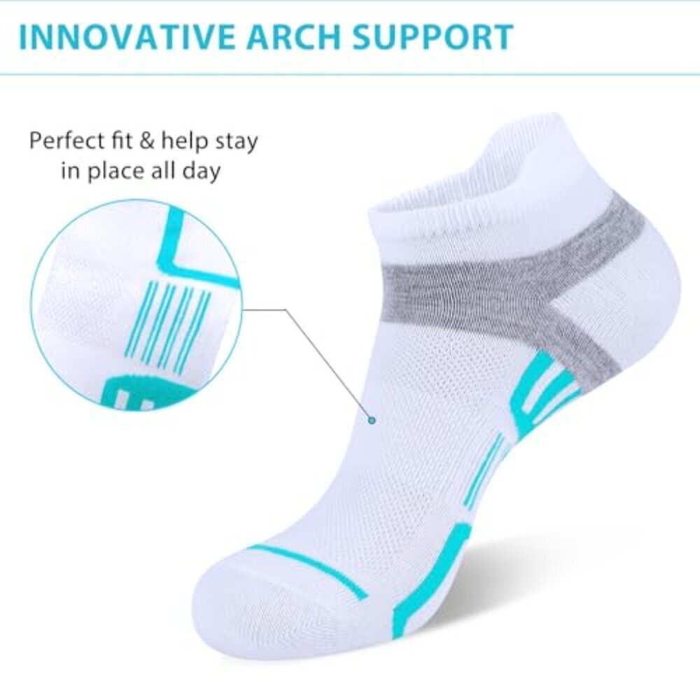 Lightweight Breathable Ankle Socks Arch Support Heel Tab Athletic Casual - Picture 4 of 7